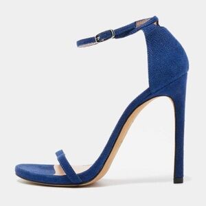 Stuart Weitzman Blue Suede Ankle Strap Heels
